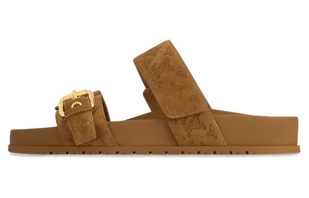 Louis Vuitton Louis Vuitton Bom Dia Slip Resistant Fashion Slippers Women's Brown