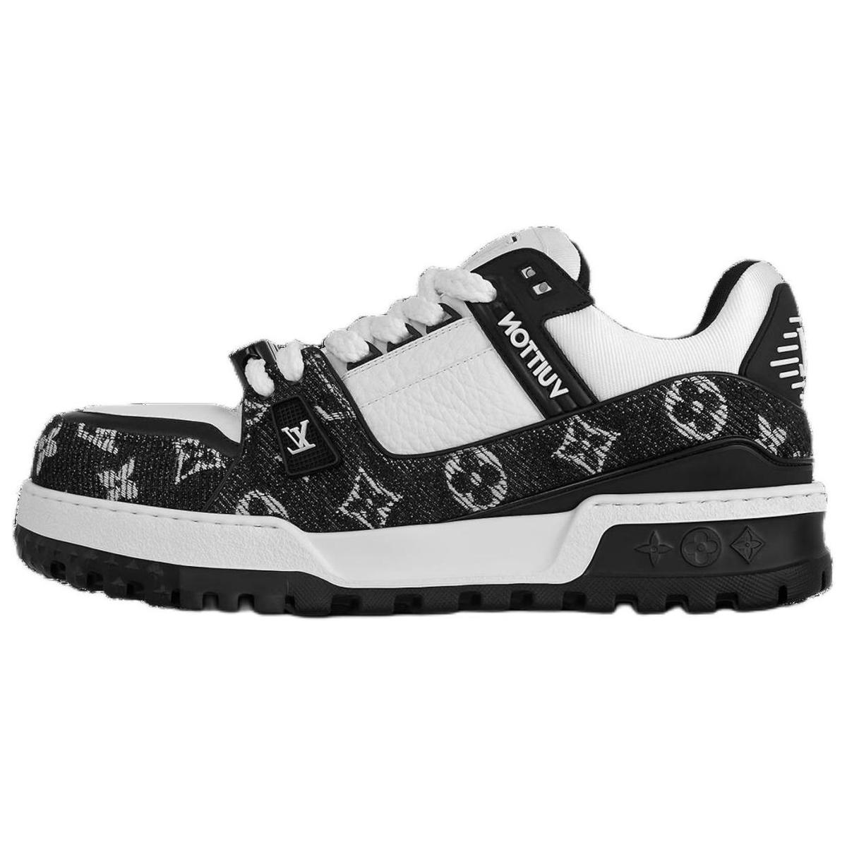 Louis Vuitton Louis Vuitton Trainer Maxi Wear Resistant Low Top Skateboard Shoes Unisex Black White