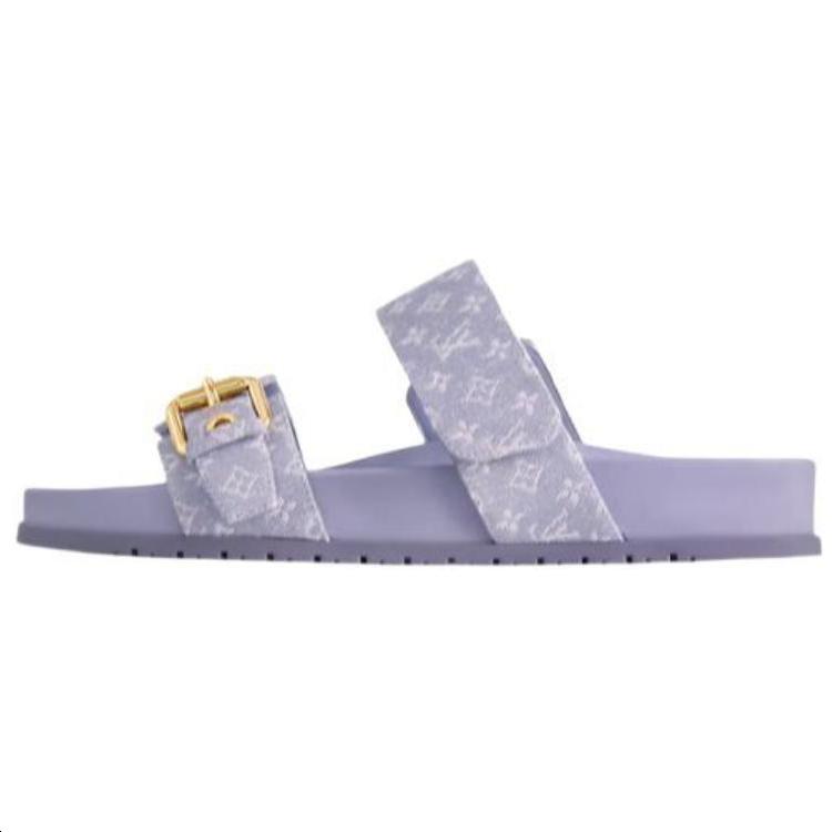 Louis Vuitton Louis Vuitton Bom Dia Rubber Sole Slip Resistant Slide Slippers Women's Purple