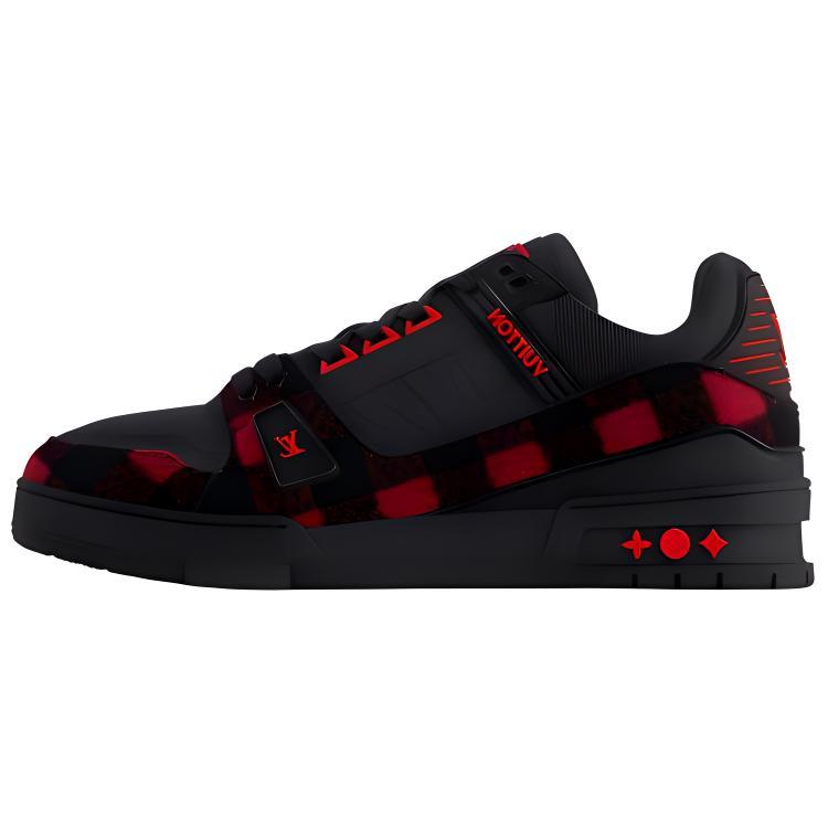 Louis Vuitton Louis Vuitton Trainer Low Top Skateboard Shoes Men's Black Red