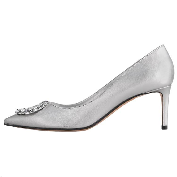 Louis Vuitton Louis Vuitton Met Slim Heel High Heels 6.5cm Women's Silver