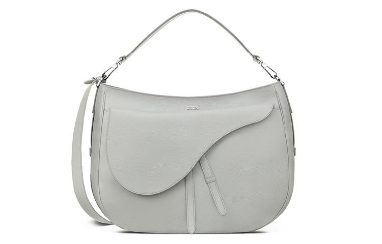 Dior Dior Saddle Grained Cow Leather Handbag Shoulder Bag Crossbody Bag Unisex Gray White