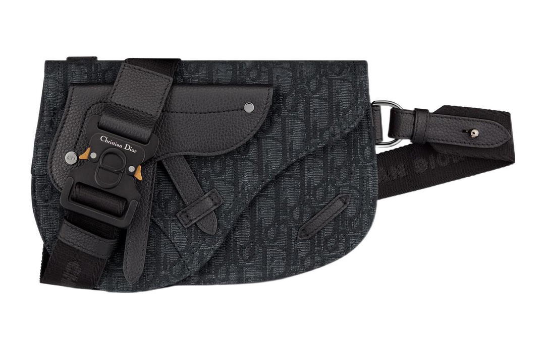 Dior Dior Jacquard Canvas Saddle Bag, Fanny Pack, Sling Bag, Canvas Bag, Shoulder Bag, Crossbody Bag Men's Black