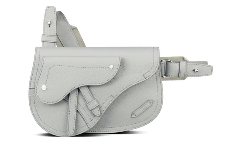 Dior Dior Cow Leather Saddle Bag Crossbody Bag Fanny Pack Sling Bag Men's Gray White