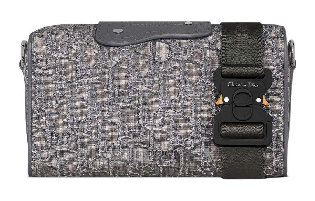 Dior Dior Lingot Oblique Embroidery Monogram All Over Print Handbag Shoulder Bag Crossbody Bag Men's Metal Gray