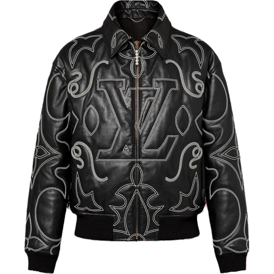 Louis Vuitton Louis Vuitton Embroidered Leather Bomber Jacket