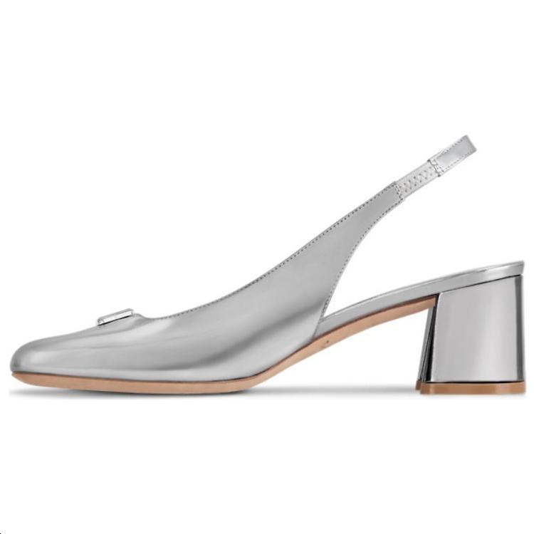 Louis Vuitton Louis Vuitton Swing Spool Heel High Heels 5.5cm Women's Silver