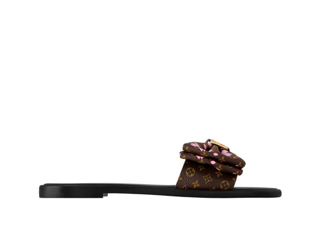Louis Vuitton Louis Vuitton X Takashi Murakami Lily Flat Mule In Monogram Coated Canvas With Gold-Toned Hardware Sakura Brown - view 1