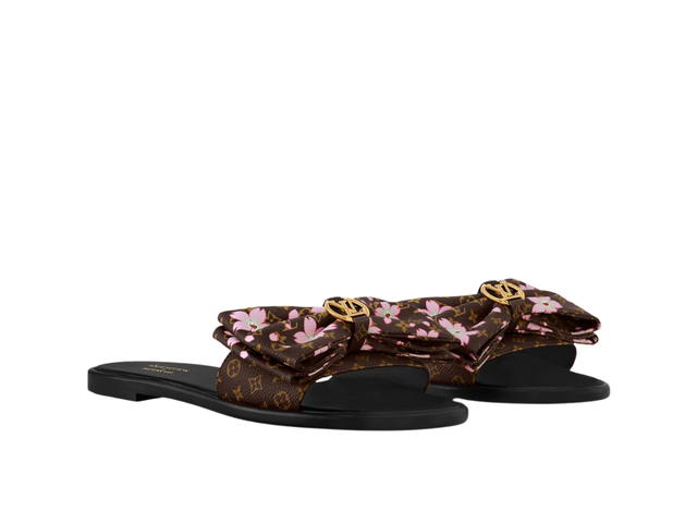 Louis Vuitton Louis Vuitton X Takashi Murakami Lily Flat Mule In Monogram Coated Canvas With Gold-Toned Hardware Sakura Brown - view 2