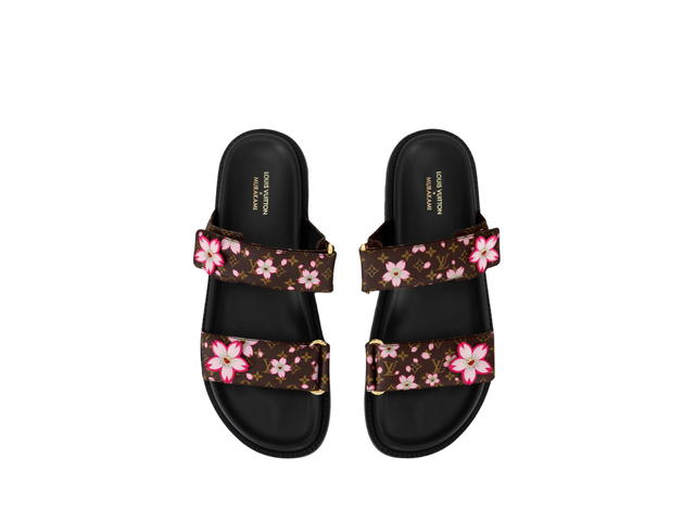 Louis Vuitton Louis Vuitton X Takashi Murakami Sunset Flat Comfort Mule In Monogram Coated Canvas With Gold-Toned Hardware Sakura Brown - view 3