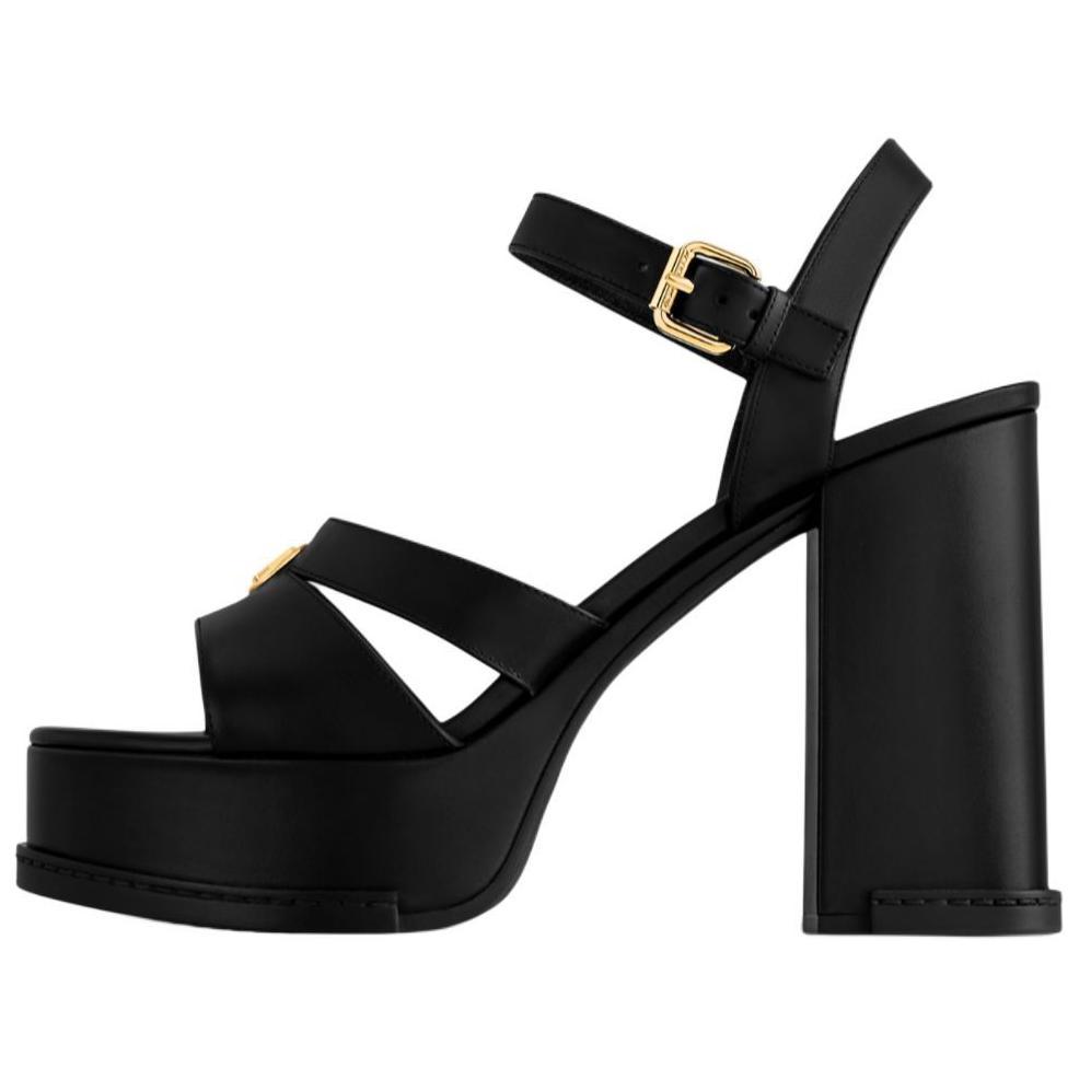 Louis Vuitton Louis Vuitton MAYA HEELED PLATFORM Strap Sandals 7.5cm Women's Black
