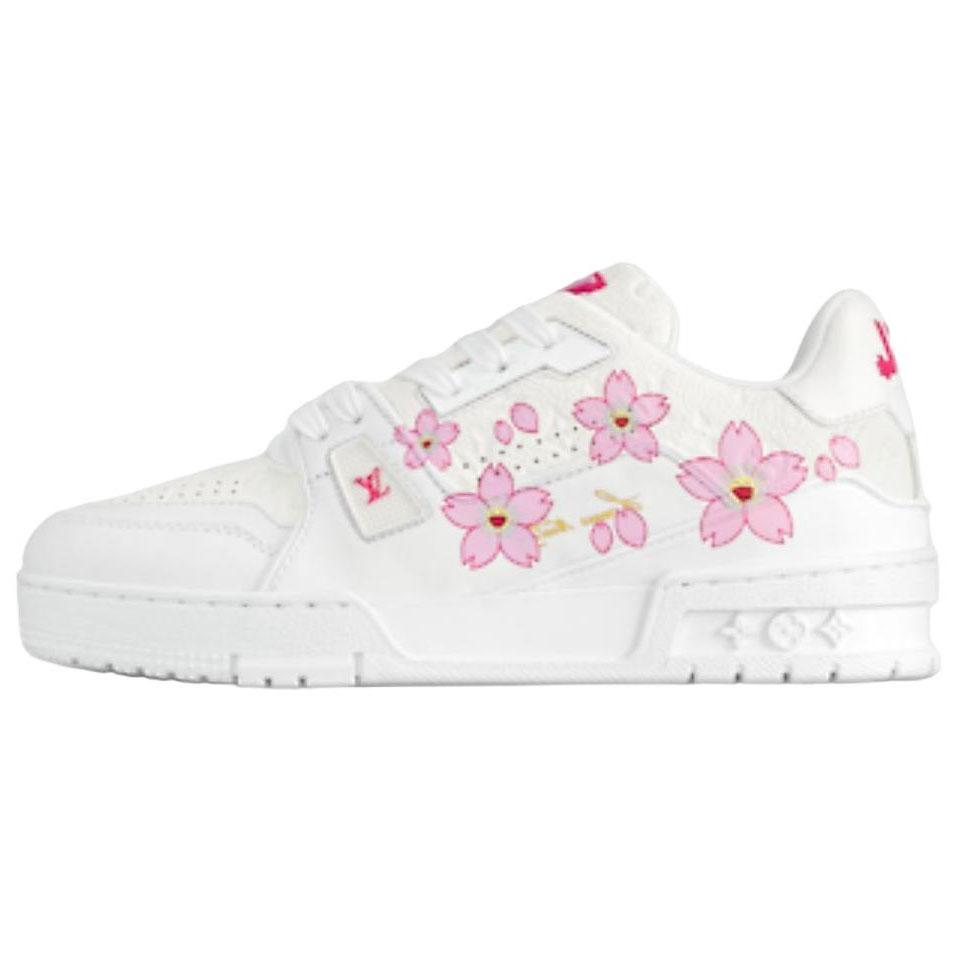 Louis Vuitton Takashi Murakami x Louis Vuitton Trainer Cherry Blossom Collection Low Top Skateboard Shoes Women's White
