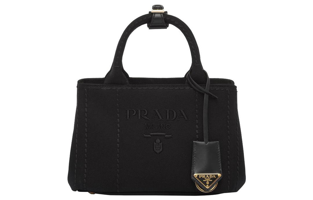 Prada Prada Cotton Canvas Bag Shoulder Bag Crossbody Bag Handbag Mini Women's Black