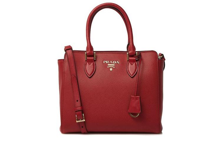 Prada Prada Saffiano Leather Shoulder Bag Crossbody Bag Handbag Women's Red