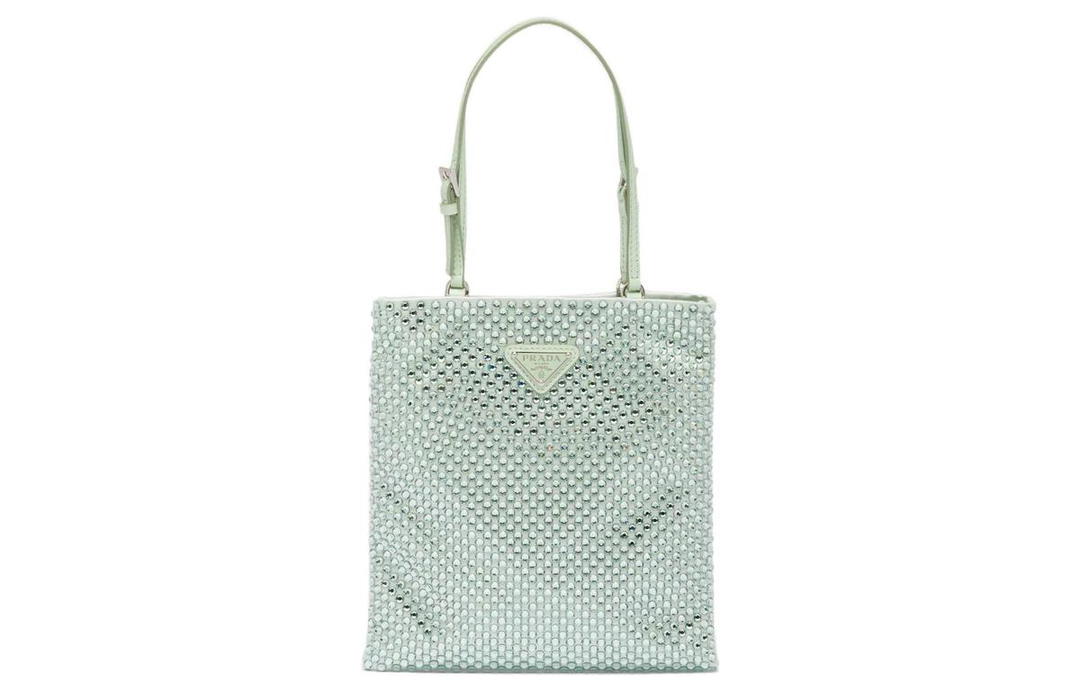 Prada Prada Embellished Satin Handbag Aqua