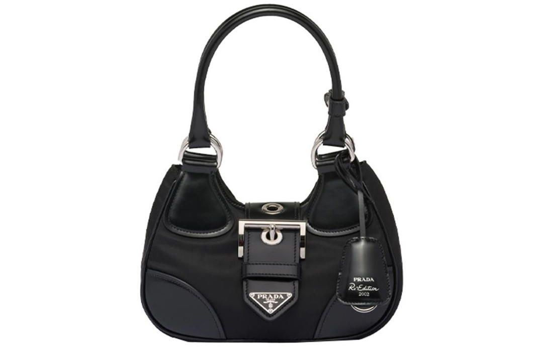 Prada Prada Moon Re Nylon And Leather Bag Black