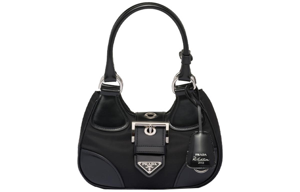 Prada Prada Moon Re Nylon And Leather Bag Black
