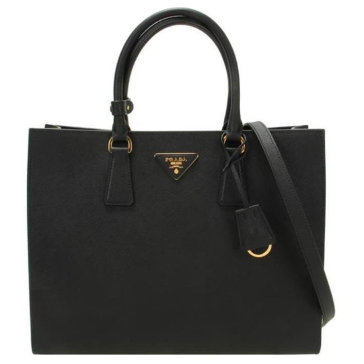 Prada Prada Calfskin Tote Bag, Shopping Bag, Shoulder Bag, Crossbody Bag, Handbag Medium Size Women's Black
