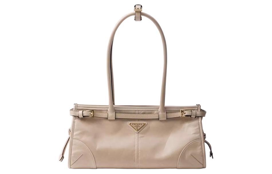 Prada Prada Cow Leather One Shoulder Handbags Medium Size Women's Travertine