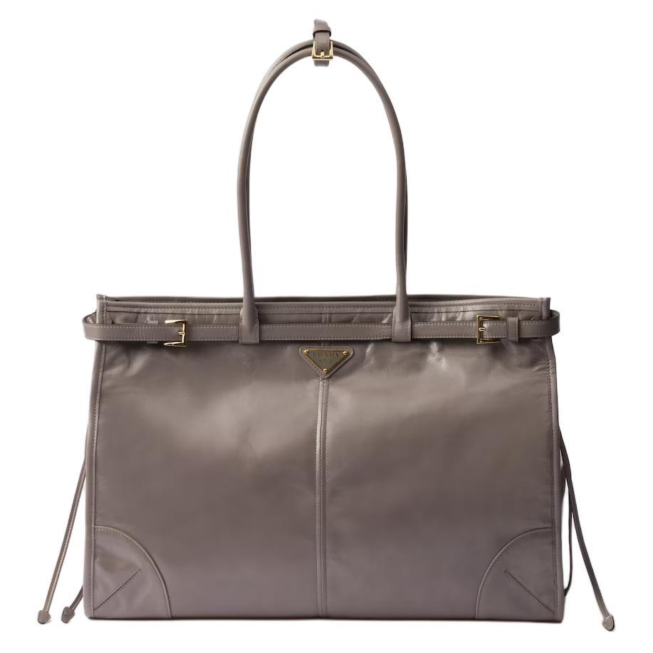 Prada Prada Leather Shoulder Bag Crossbody Bag Handbag Large Size Women's Asphalt Gray