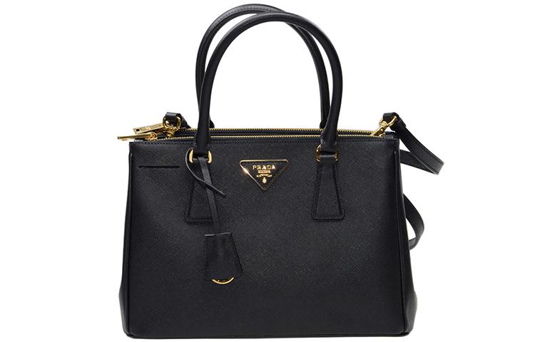 Prada Prada Saffiano Calfskin Handbag Crossbody Bag Shoulder Bag Medium Size Women's Black