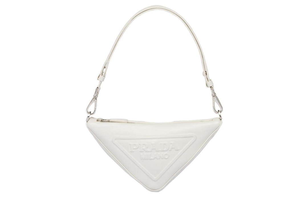 Prada Prada Triangle Leather Handbag Shoulder Bag Women's White