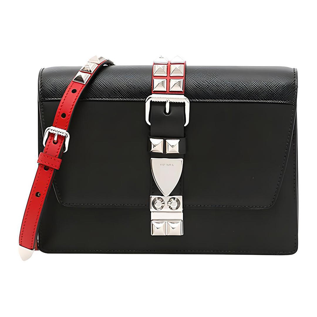 Prada Prada Calfskin Shoulder Bag, Crossbody Bag Regular Women's Black