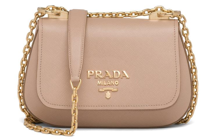 Prada Prada Saffiano Leather Shoulder Bag Women's Cameo Brown Beige
