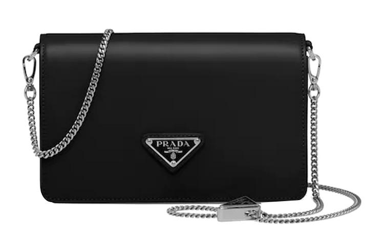 Prada Prada Shiny Leather Small Square Bag Shoulder Bag, Crossbody Bag Regular Women's Black