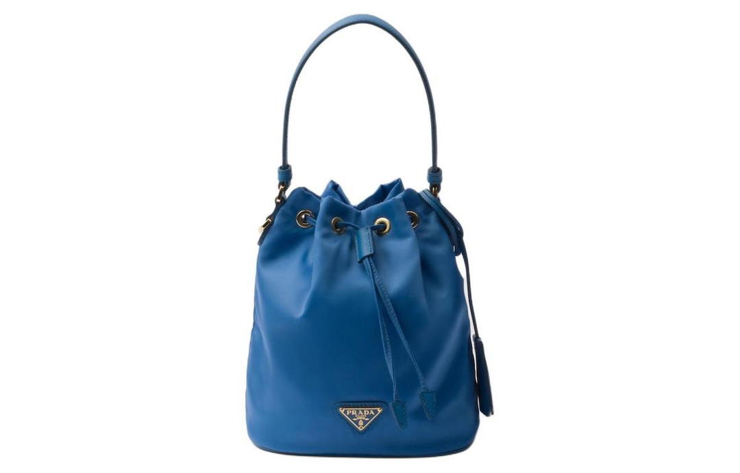 Prada Prada Re-Nylon Fabric With Leather Bucket Bags Shoulder Bag Crossbody Bag Handbag Mini Women's Light Blue