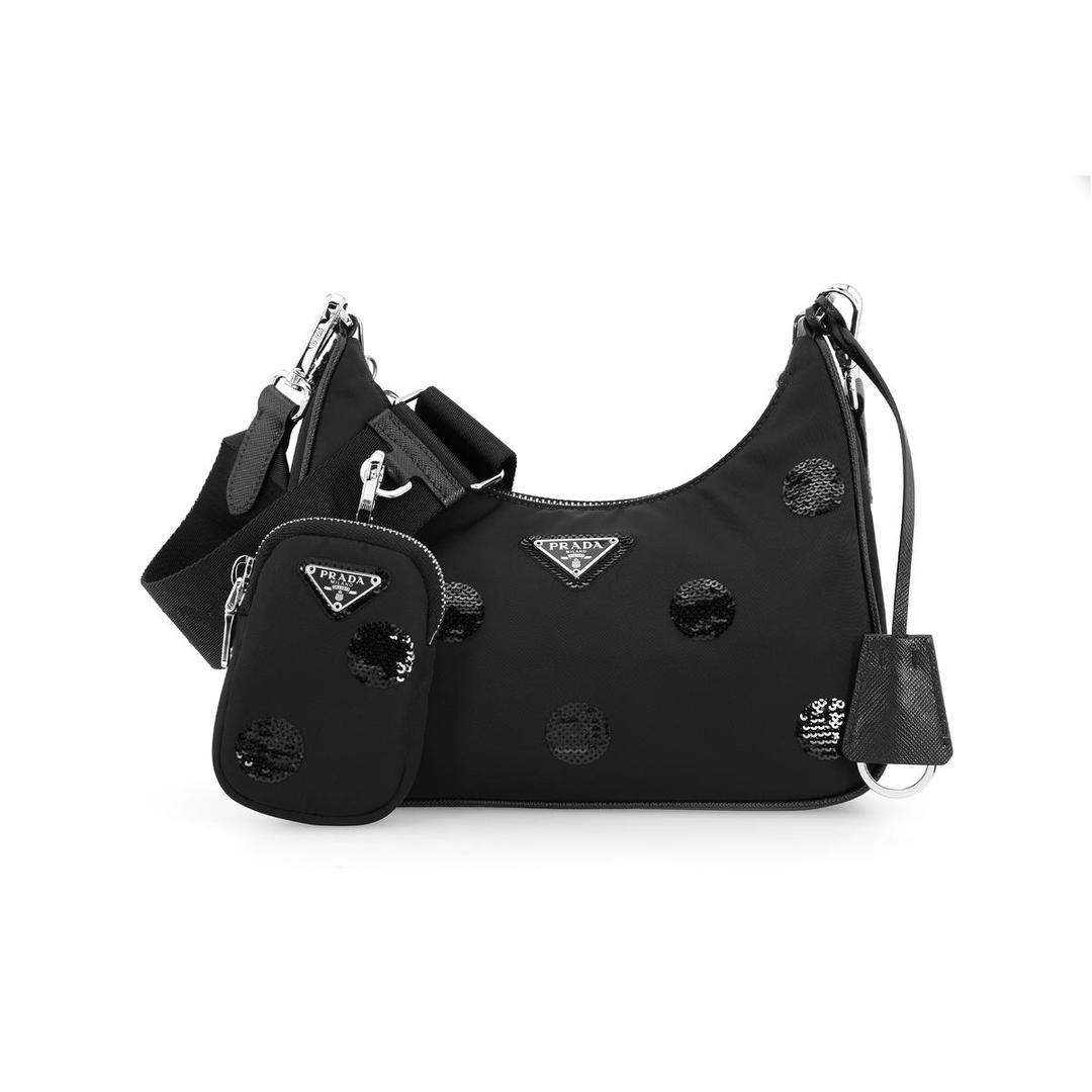 Prada Prada Nylon 3 in 1 Bag Combination Shoulder Bag Women's Black