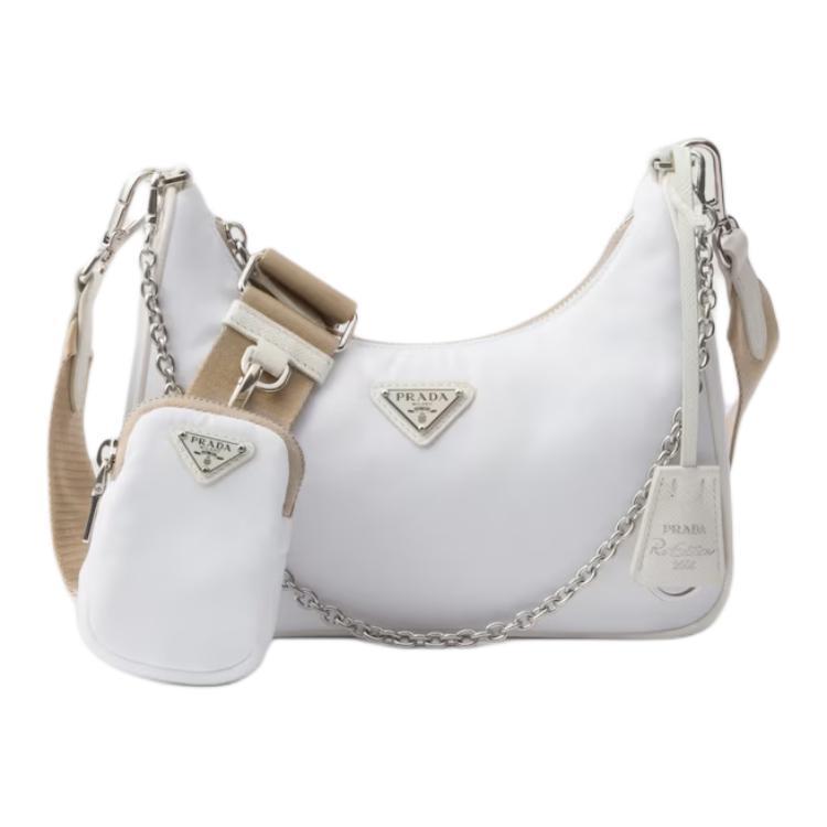 Prada Prada Re Edition Recycled Nylon Hobo Bag Crossbody Handbag Shoulder Bag Women's White