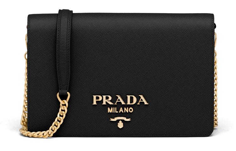 Prada Prada Saffiano Leather One Shoulder Handbag Crossbody Bag Mini Women's Black