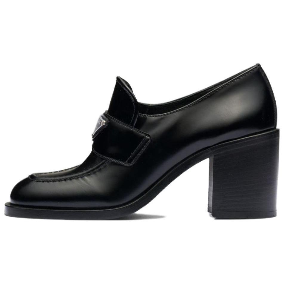 Prada Prada Brushed Leather High heel Loafers 'Black' Women's