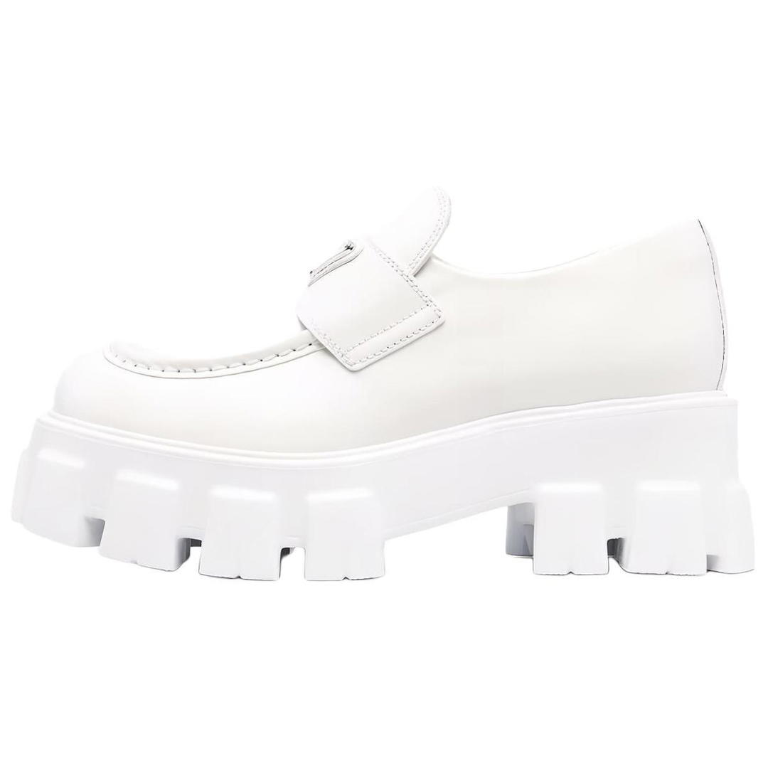 Prada Prada Brushed Leather Monolith Loafers 'White' Women's