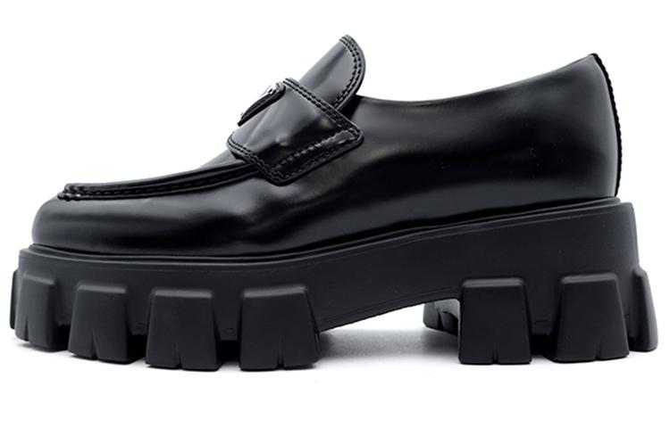 Prada Prada Women's Monolith Pointy Brushed Leather Loafers 'Black'