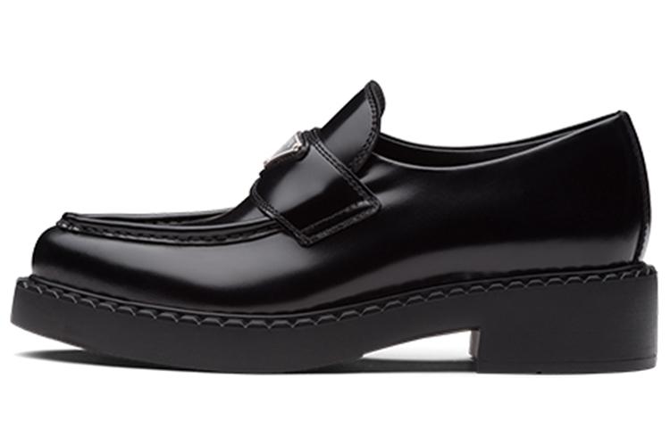 Prada Prada Brushed Leather Pointy Monolith Loafers 'Black' Women's