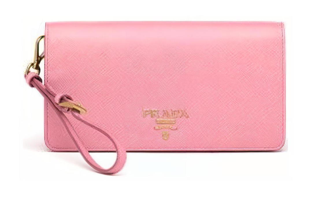 Prada Prada Saffiano Leather Clutch Bag Over The Shoulder Mini Women's Pink