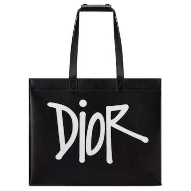 Dior Dior Cow Leather Tote Bag Shopping Bag Handbag Men's Black