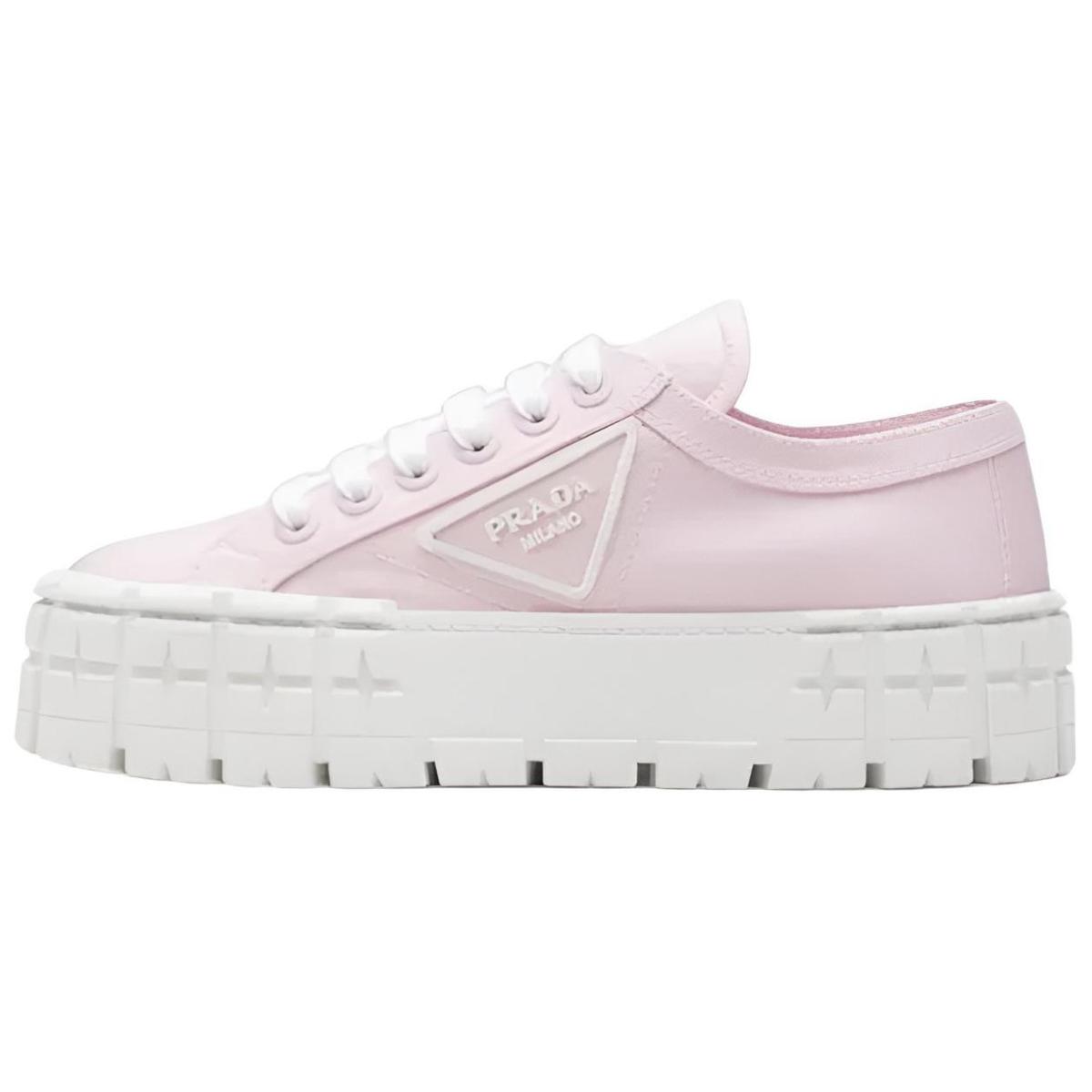 Prada Prada Wheel Double Nylon Gabardine Platform Shoes Women's Snow Pink