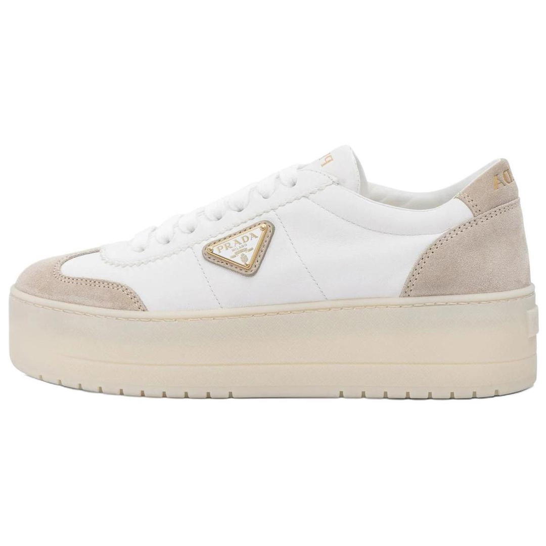 Prada Prada Downtown Low Top Skateboard Shoes Women's Beige