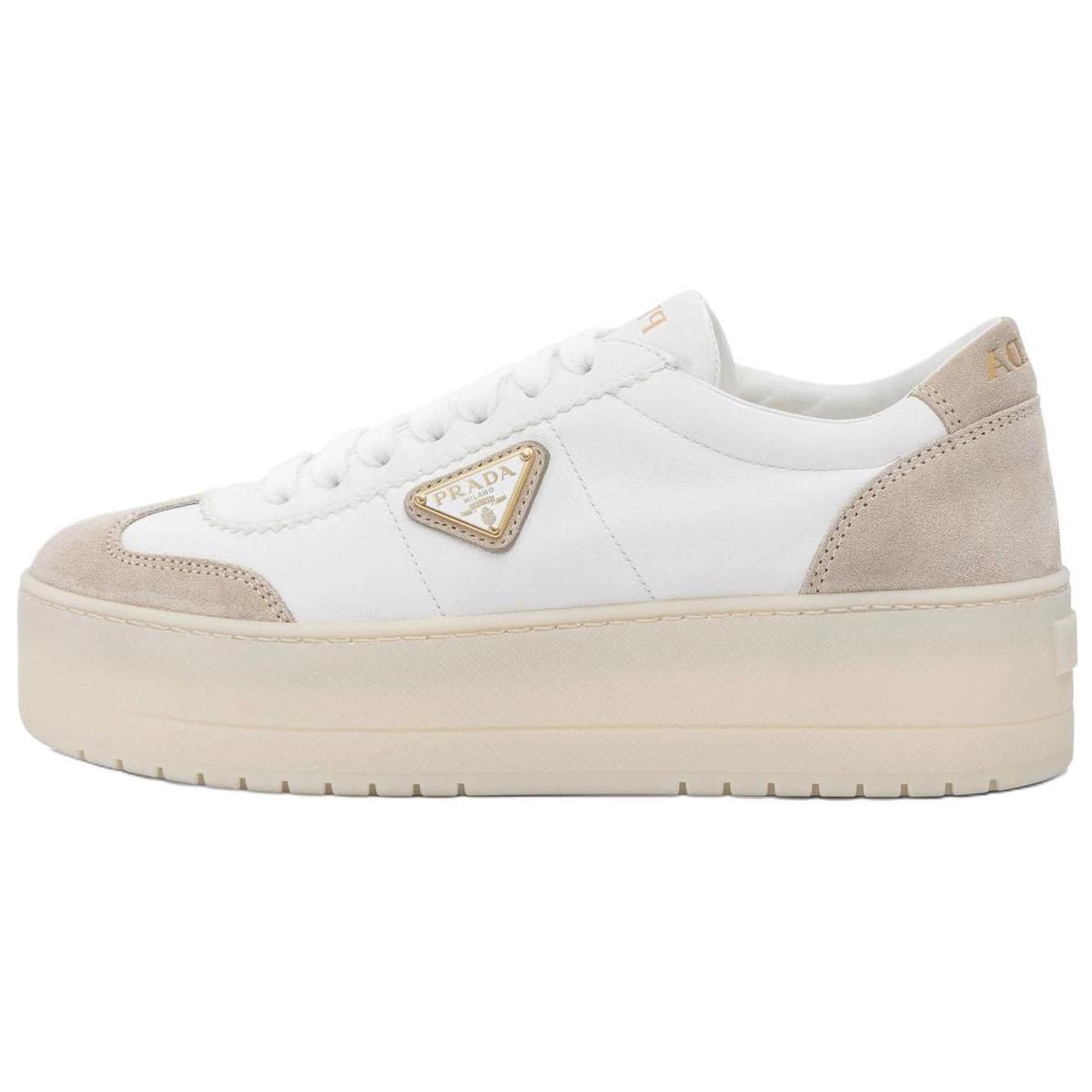 Prada Prada Downtown Low Top Skateboard Shoes Women's Beige
