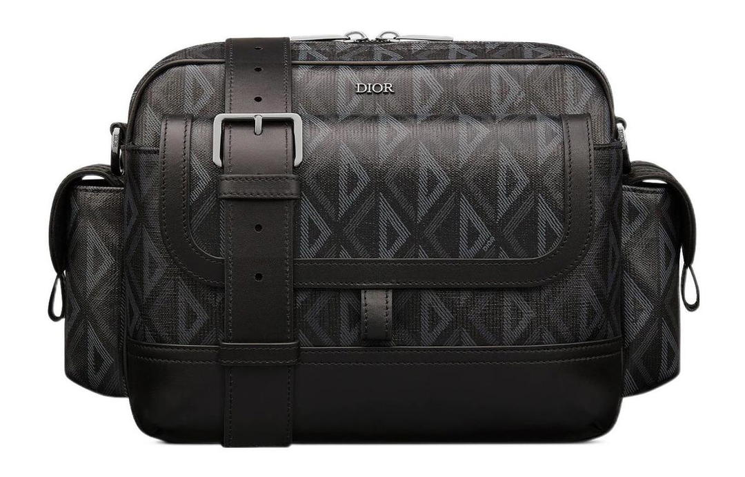Dior Dior CD Diamond Canvas With Smooth Calfskin Messenger Bag Handbag Shoulder Bag Crossbody Bag Men's Black
