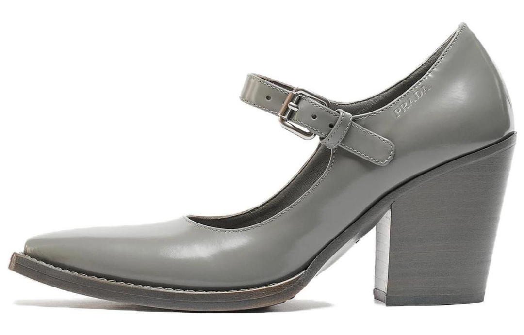 Prada Prada Chunky Heel High Heels 9cm Women's Gray