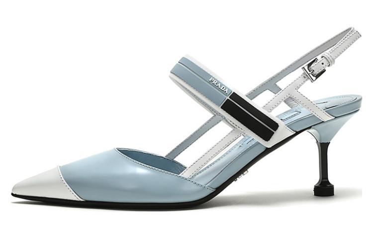 Prada Prada Slim Heel High Heels 6.5cm Women's Blue White