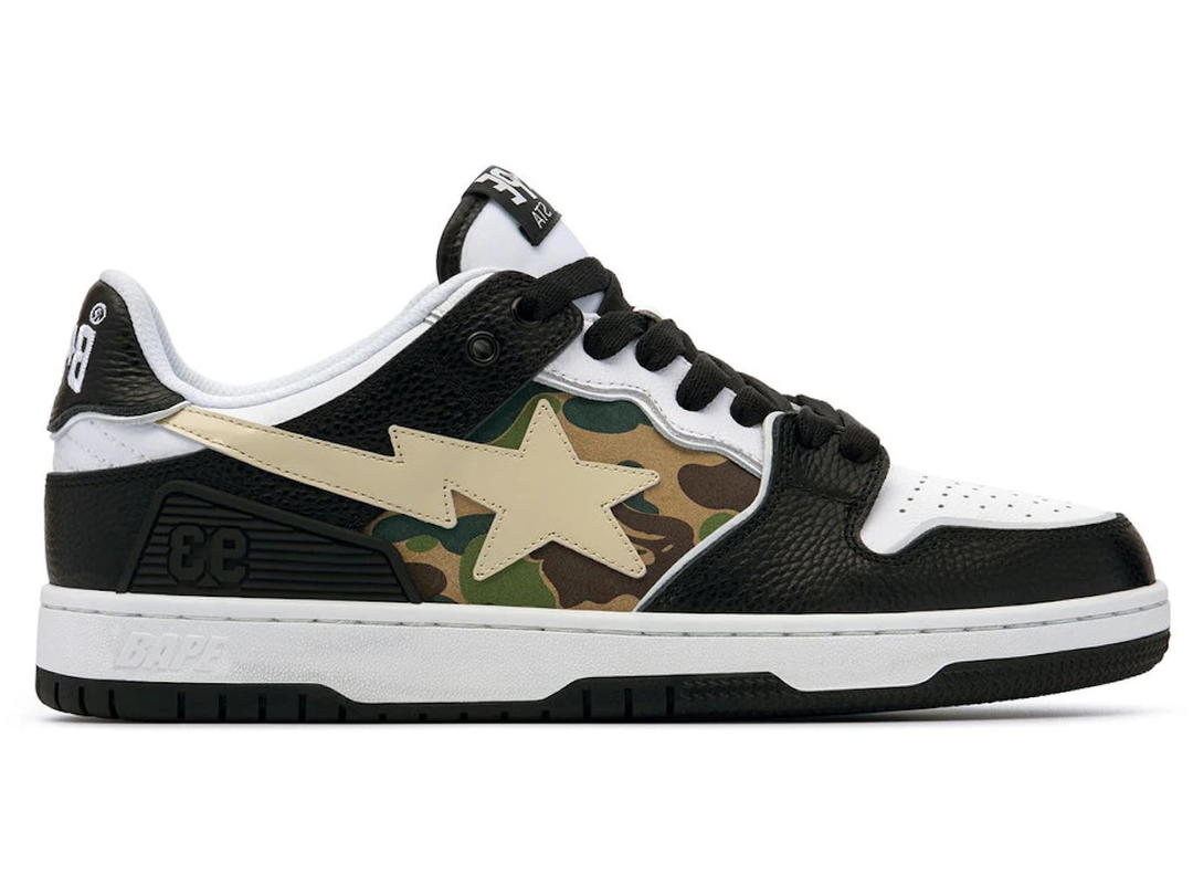 Bape A Bathing Ape Bape SK8 Sta Black White Embroidery Heel Patch