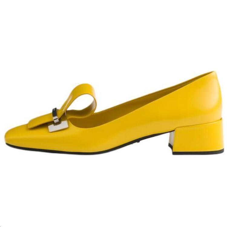 Prada Prada Chunky Heel High Heels 3.5cm Women's Yellow