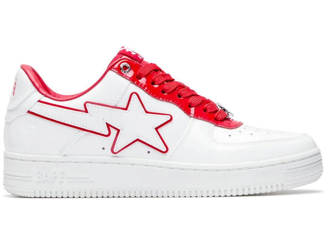 Bape A Bathing Ape Bape Sta Patent Leather White Red