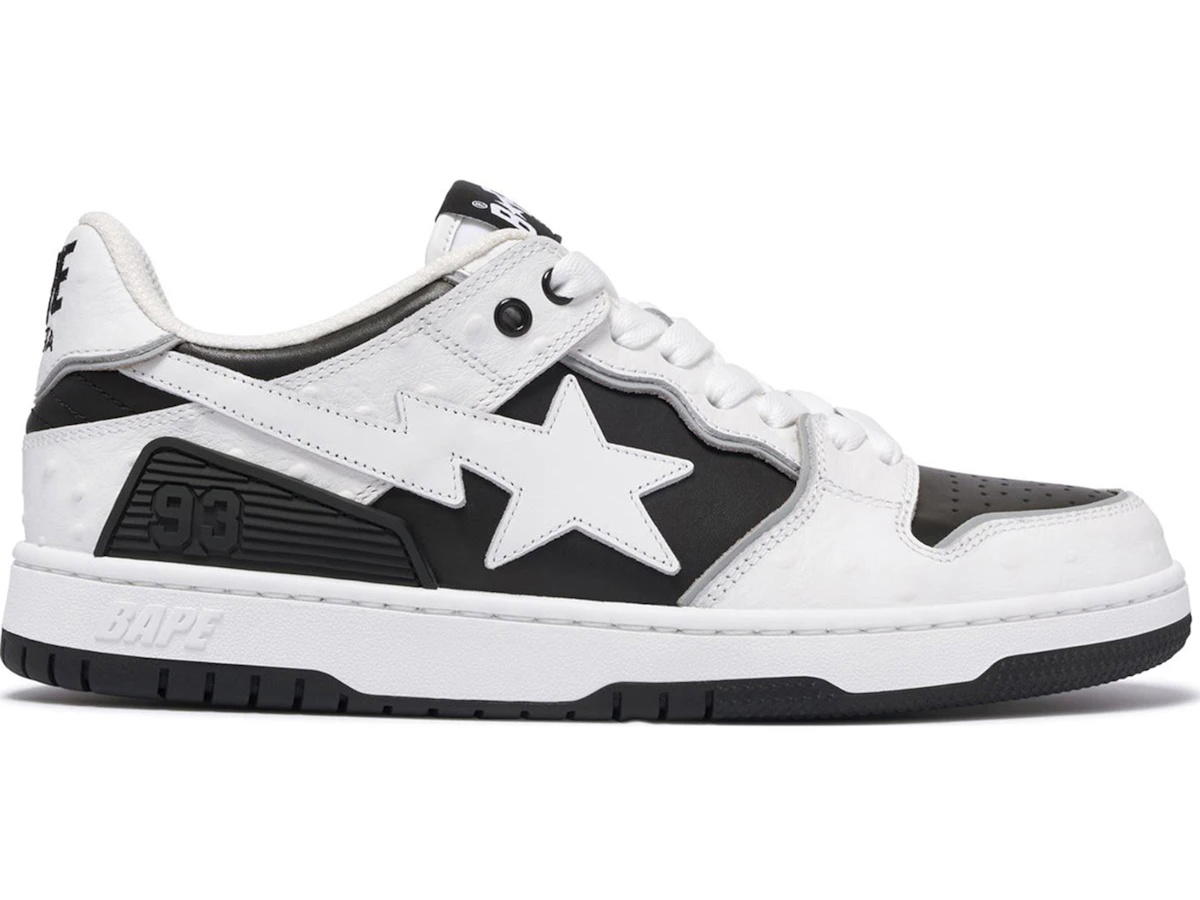 Bape A Bathing Ape Sk8 Sta #1 Ostrich Pack White Black