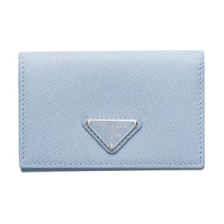 Prada Prada Leather Card Holder Women's Light Blue